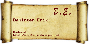 Dahinten Erik névjegykártya